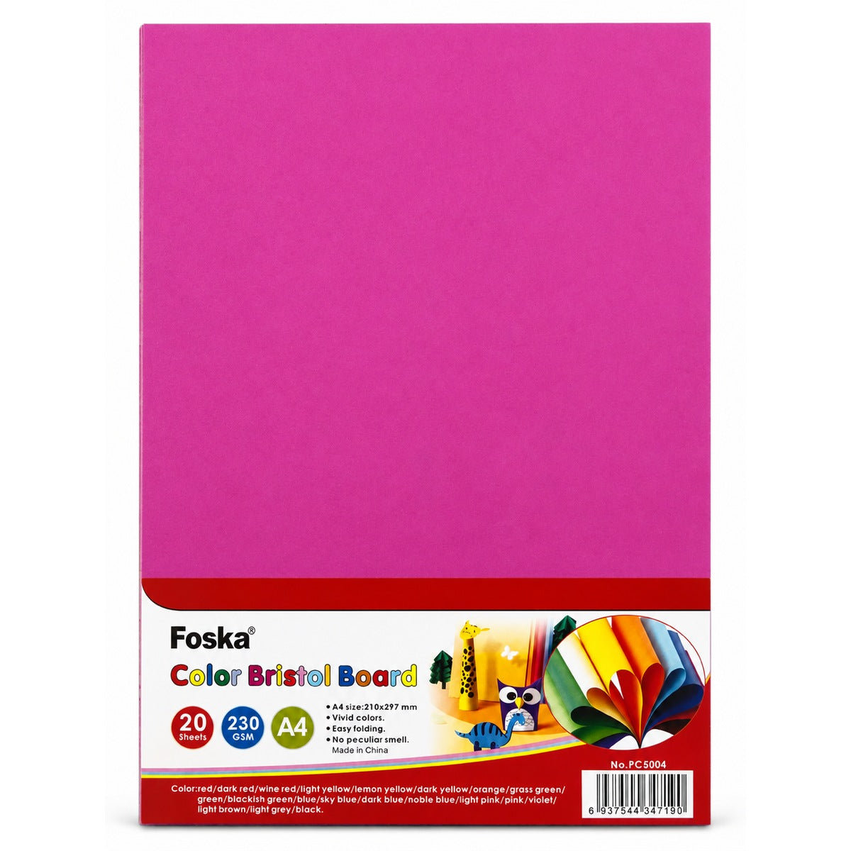 Foska Bristol board A4 pack, pink
