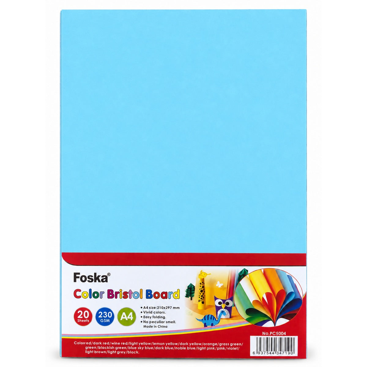 Foska Bristol board A4 pack, sky blue