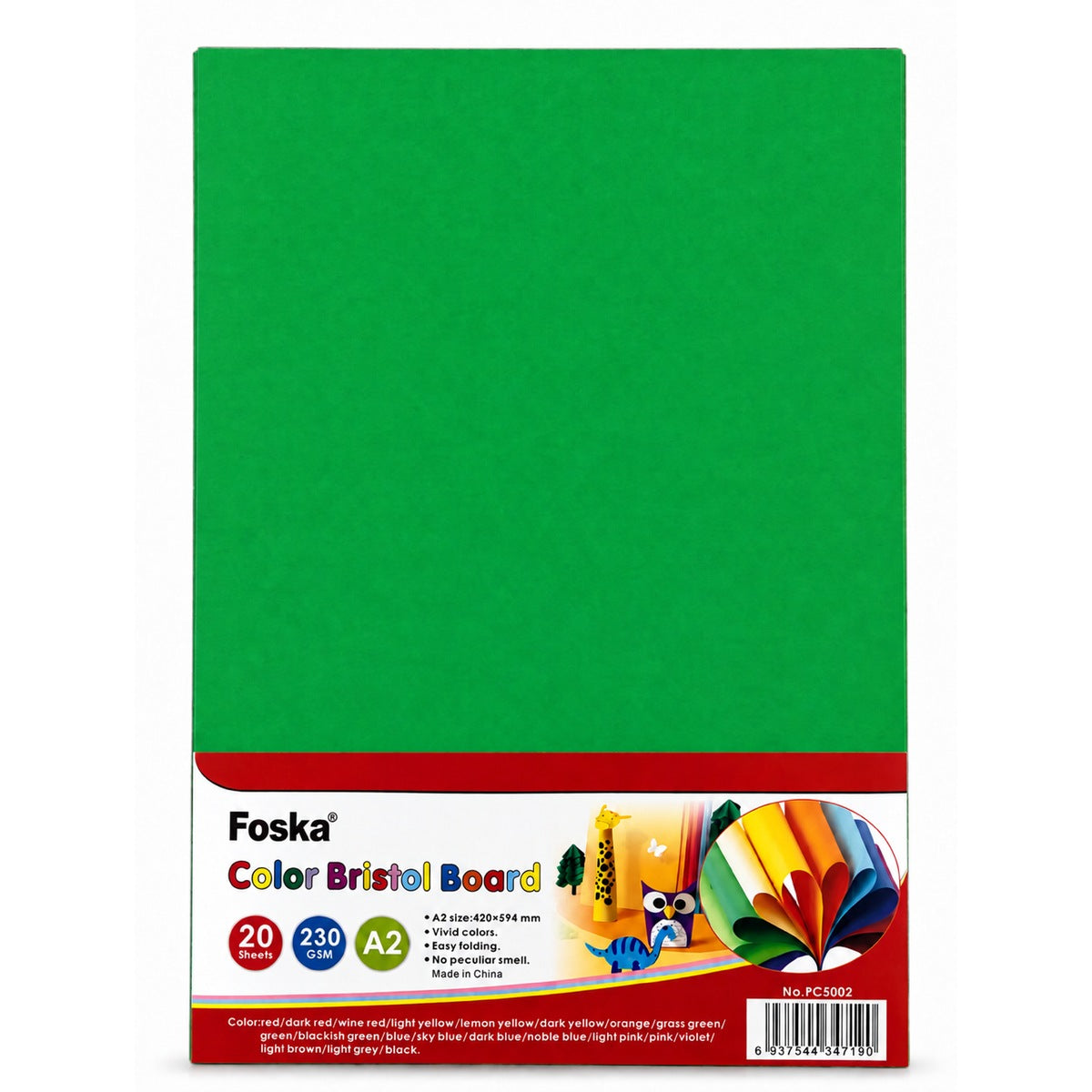 Foska Bristol board A2 pack, green