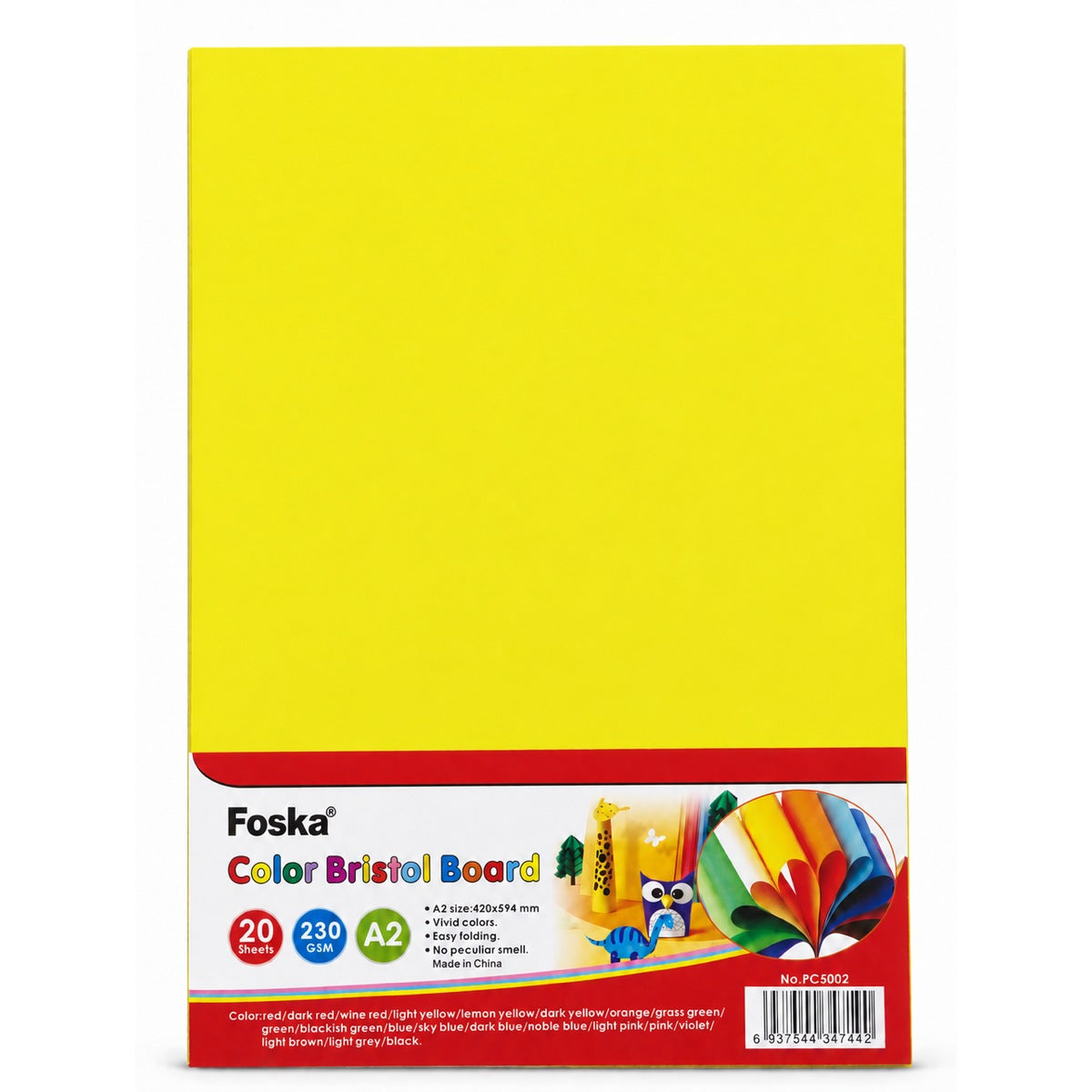 Foska Bristol board A2 pack, yellow