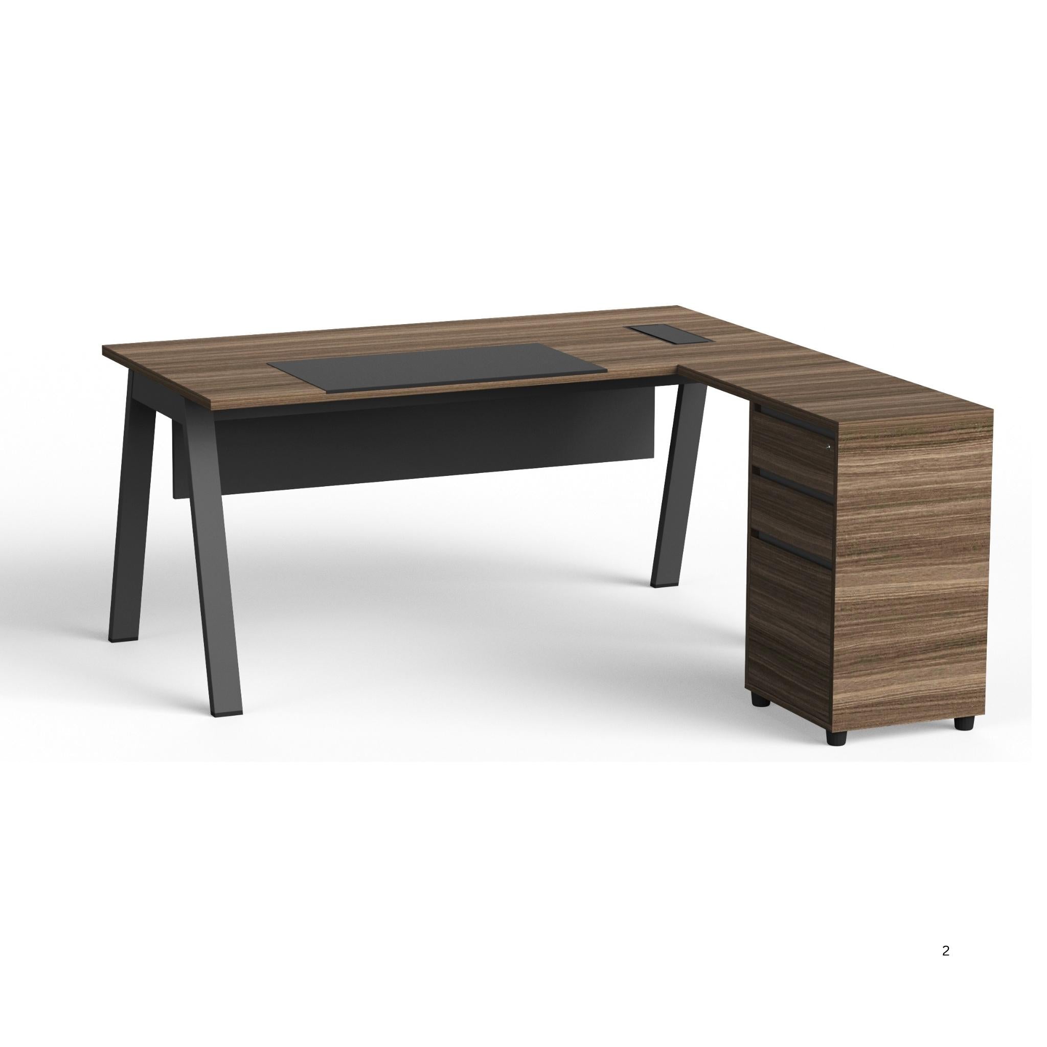 PS-TA16 - Manager Desk with extension and 3 attached Drawers
