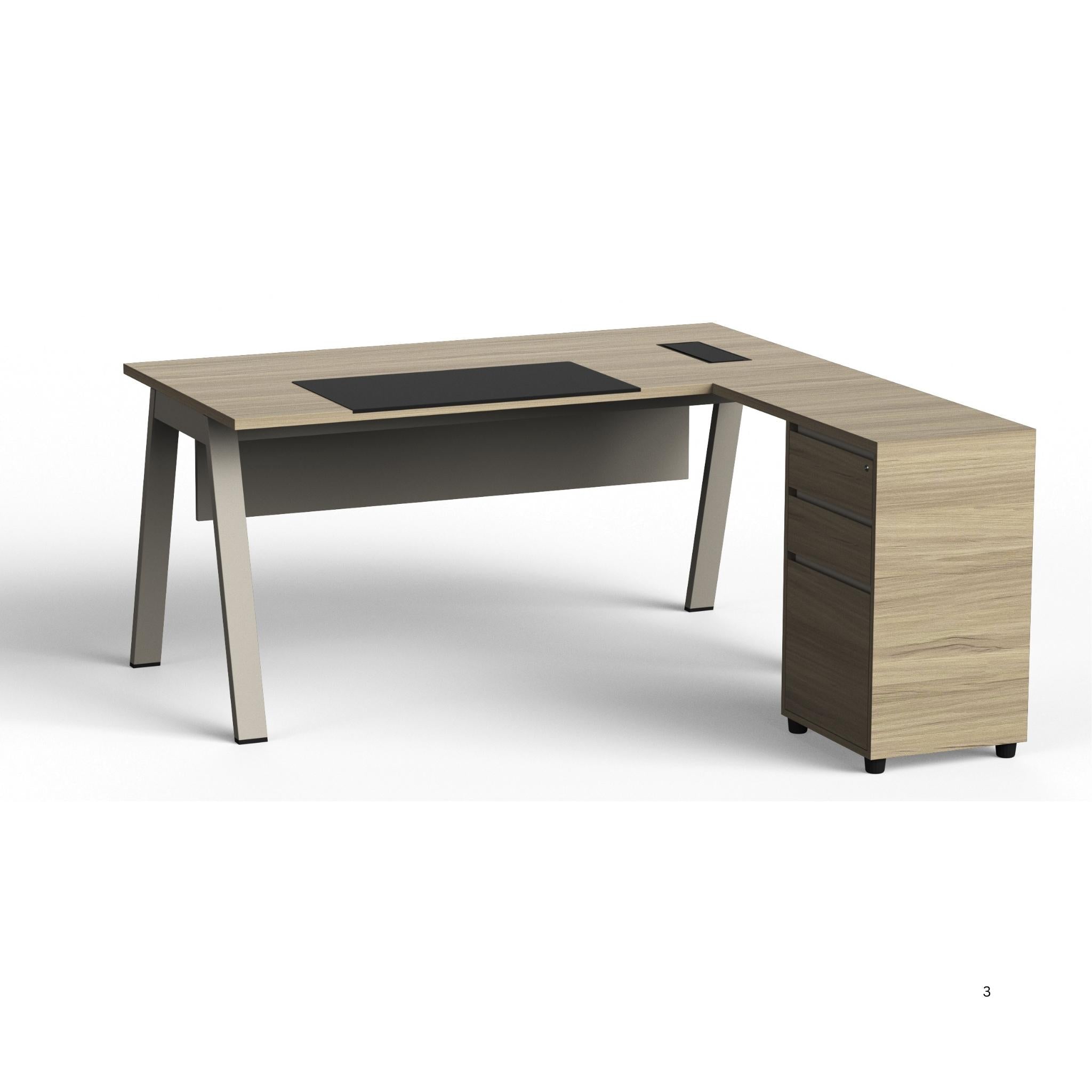 PS-TA16 - Manager Desk with extension and 3 attached Drawers