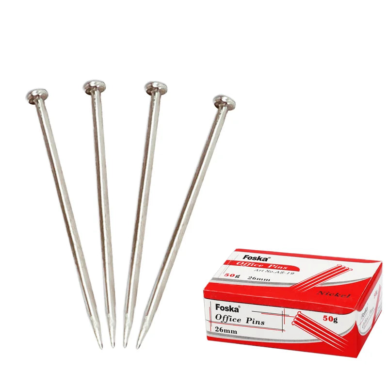 Stainless Steel Straight Office Pins 26mm – 50g Box
