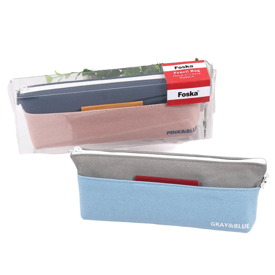 Canvas Fabric Student Pencil Case with Zipper