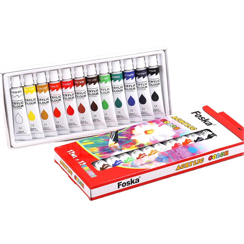 Non-Toxic Acrylic Paint Set – 12 Colors, 12ml Each