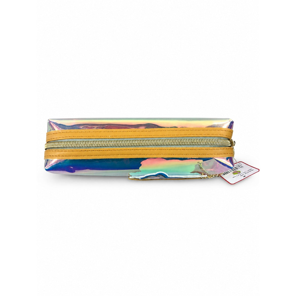 Foska BD2088 holographic pencil bag, yellow zip from above