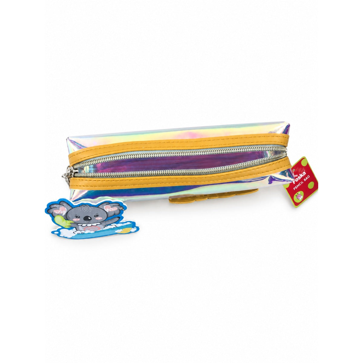 Foska BD2088 holographic pencil bag with zip open