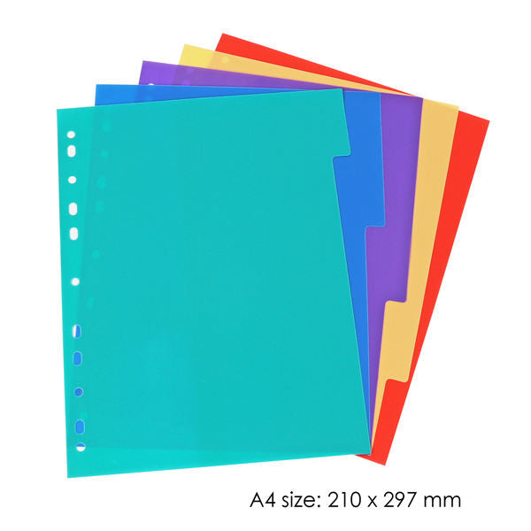 A4 Plastic Index Dividers – Assorted Colours