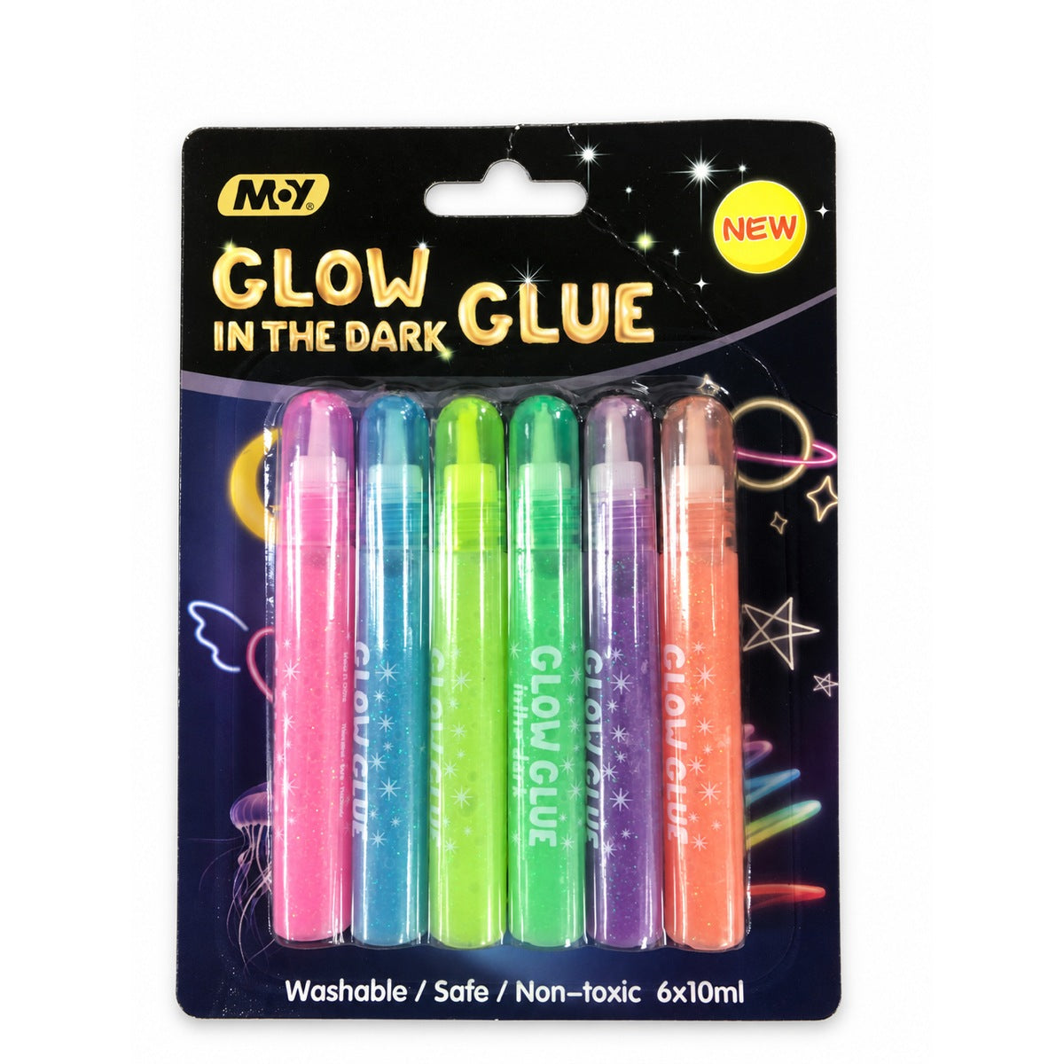 Foska PE5009 glow in the dark glue, 6 x 10 ml, pack front