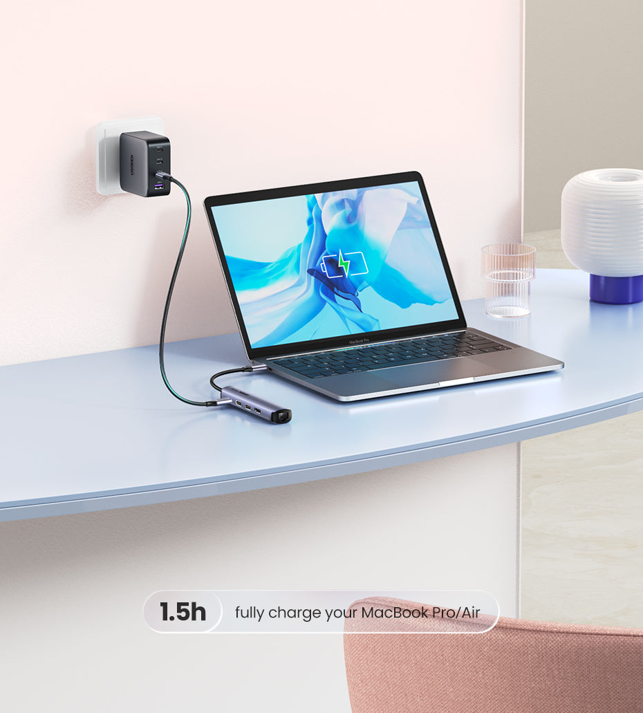 UGREEN USB-C to 2× USB 3.0+HDMI+RJ45 Ethernet Adapter + PD - View 5 - Office R Us