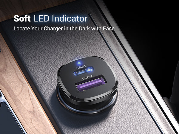 UGREEN 30W 2-Port Fast Car Charger (Black) - View 4 - Office R Us