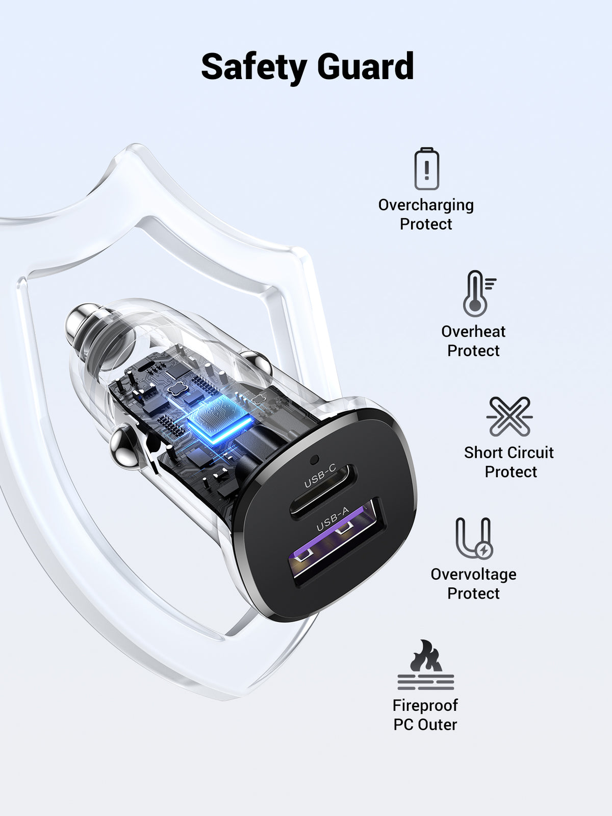 UGREEN 30W 2-Port Fast Car Charger (Black) - View 6 - Office R Us