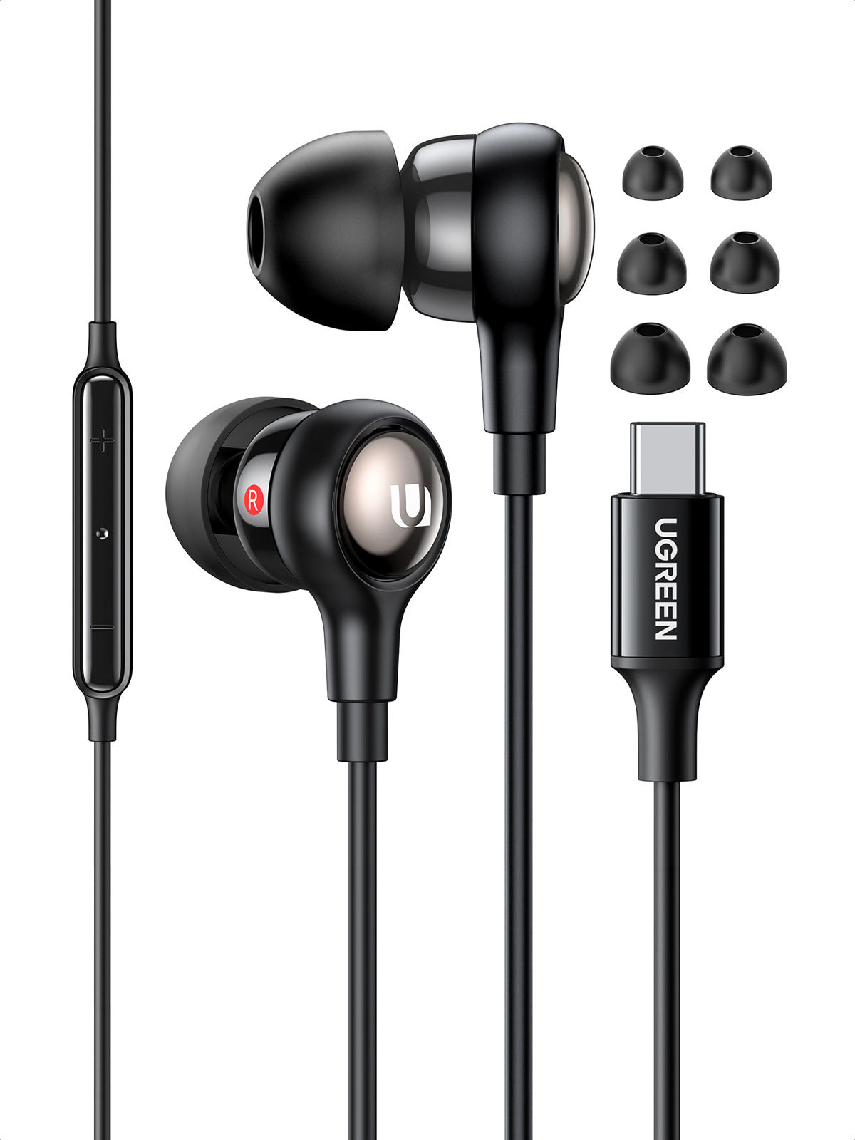 UGREEN In-Ear Earphones with Type-C Connector (Black) - View 6 - Office R Us