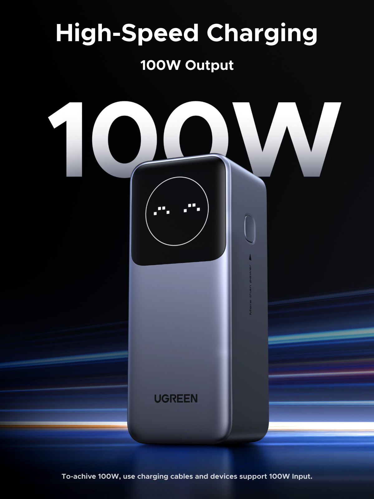 UGREEN 12000mAh 100W Fast Charging Power Bank (Black) - View 2 - Office R Us