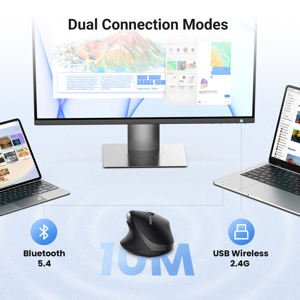 UGREEN Multi-mode Wireless Mouse (Black) - View 5 - Office R Us