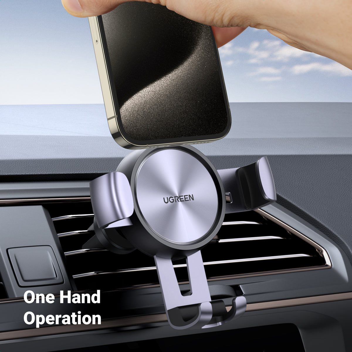 UGREEN Gravity Drive Air Vent Mount Phone Holder (Space Gray) - View 3 - Office R Us