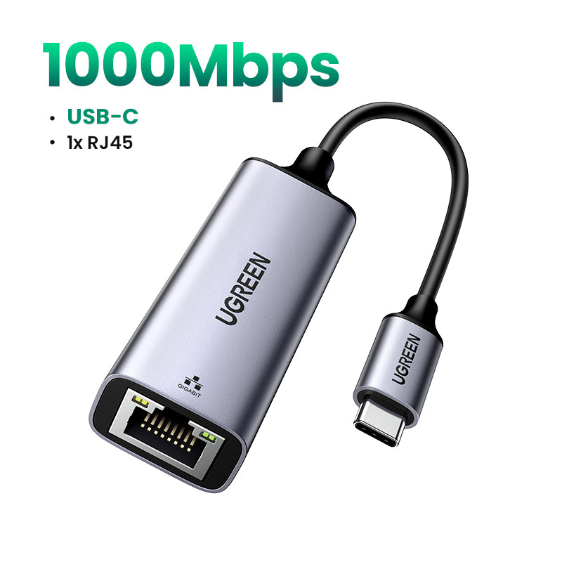 UGREEN USB Type C to 10/100/1000M Ethernet Adapter (Space Gray) - View 4 - Office R Us