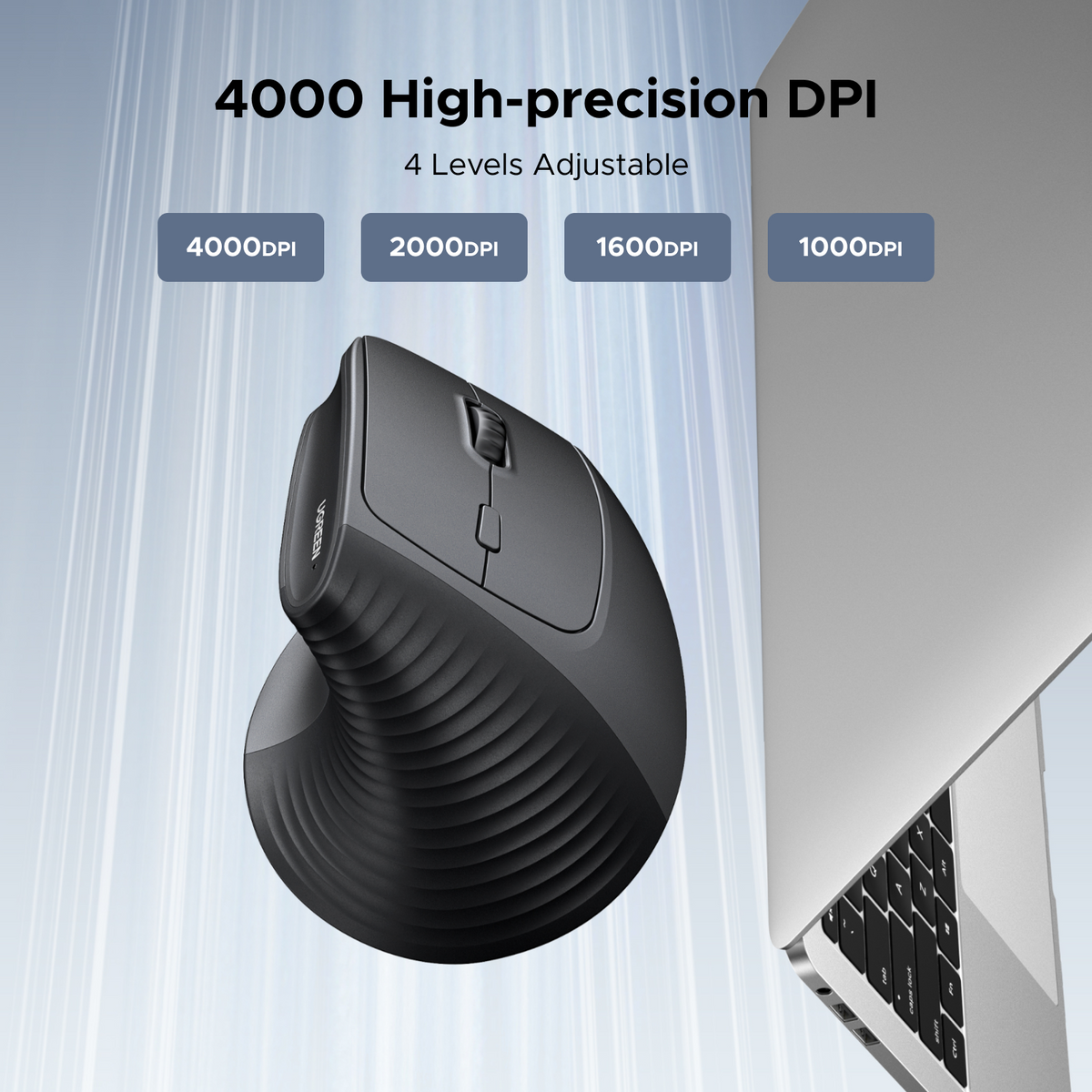 UGREEN Wireless Vertical Mouse (Black) - View 6 - Office R Us