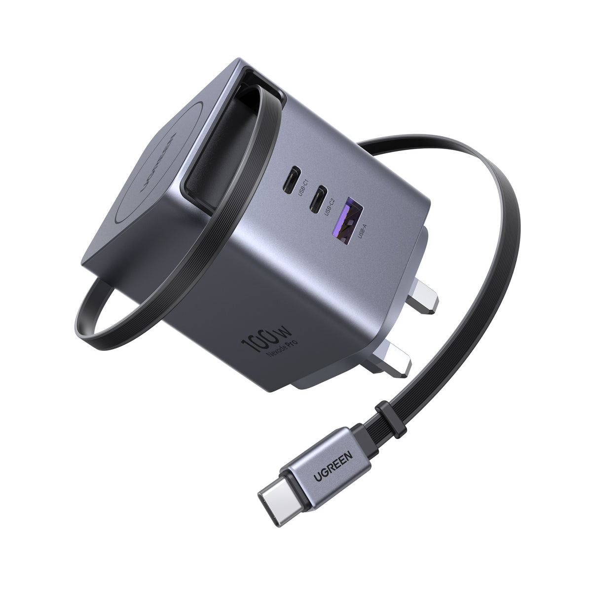 UGREEN 100W GaN Fast Charger with Retractable Cable - Office R Us Lagos