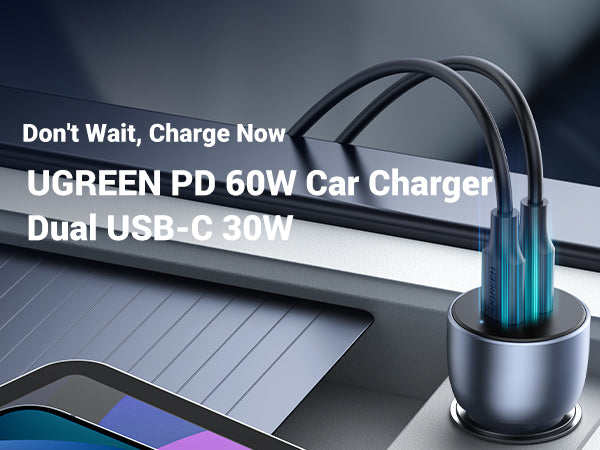 UGREEN Dual USB-C PD Fast Car Charger - View 3 - Office R Us