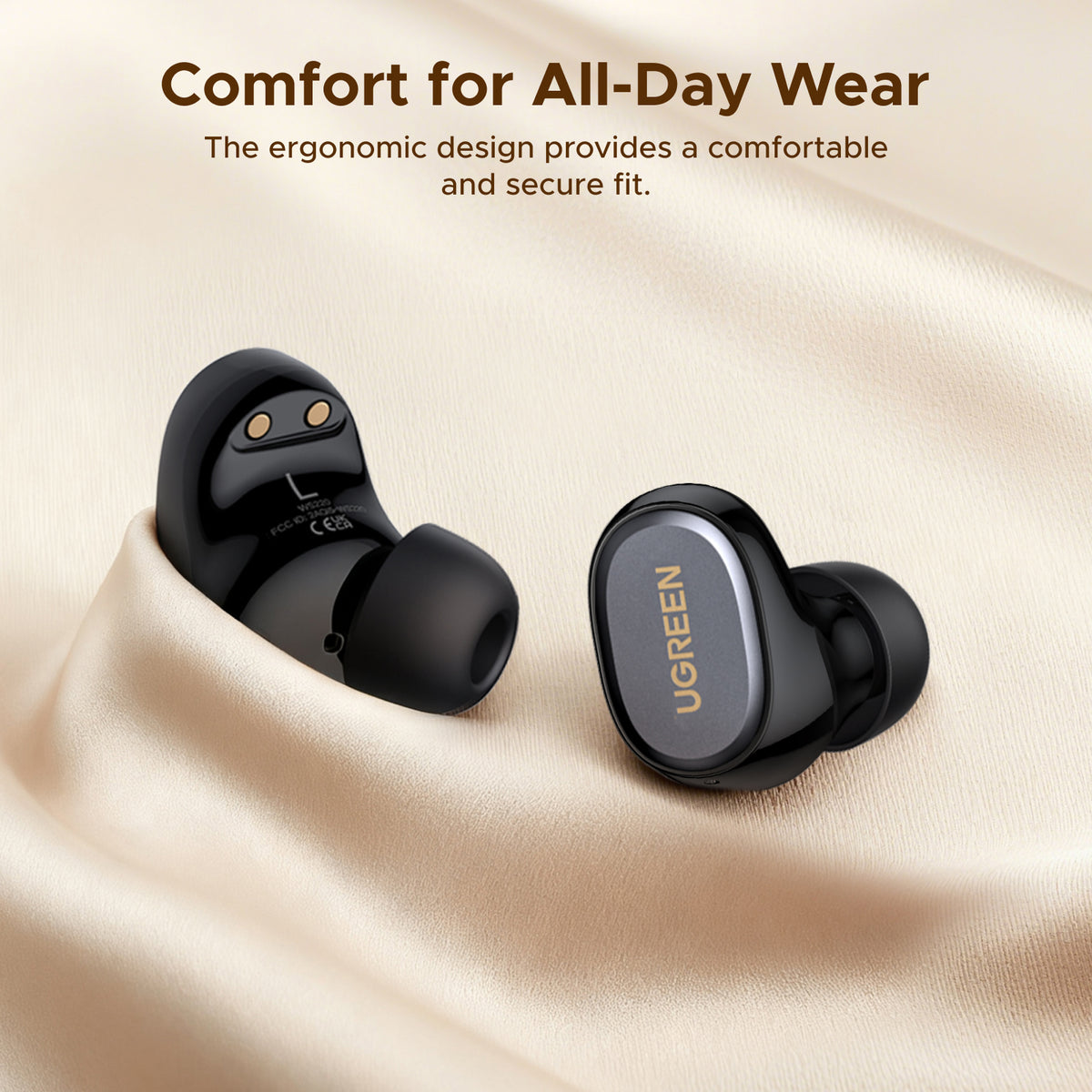 UGREEN Dots TWS True Wireless Earbuds - Black view 3 - Office R Us