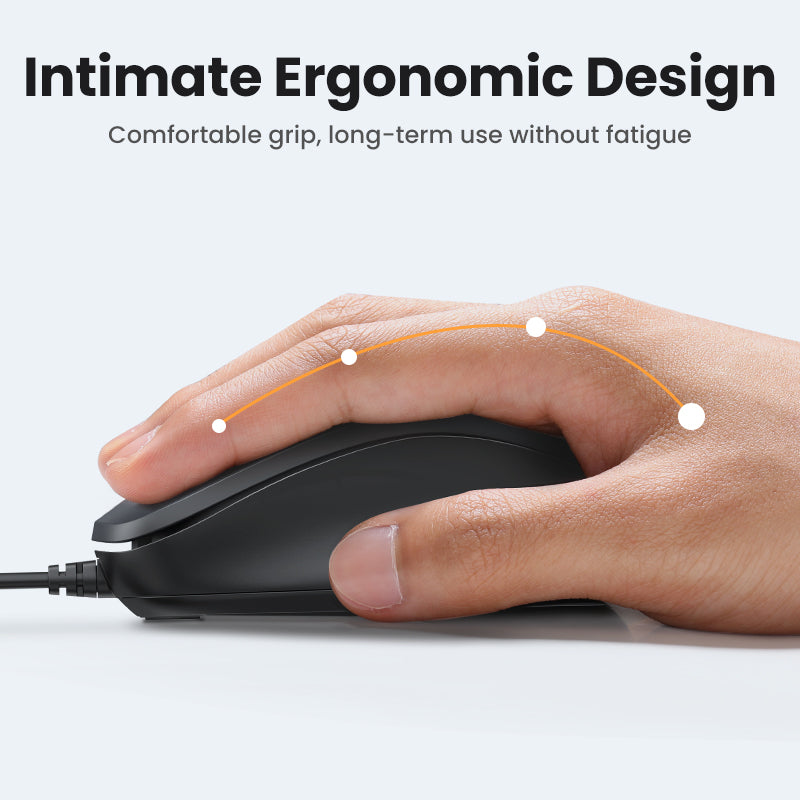 UGREEN Wired Mouse (Black) - View 4 - Office R Us