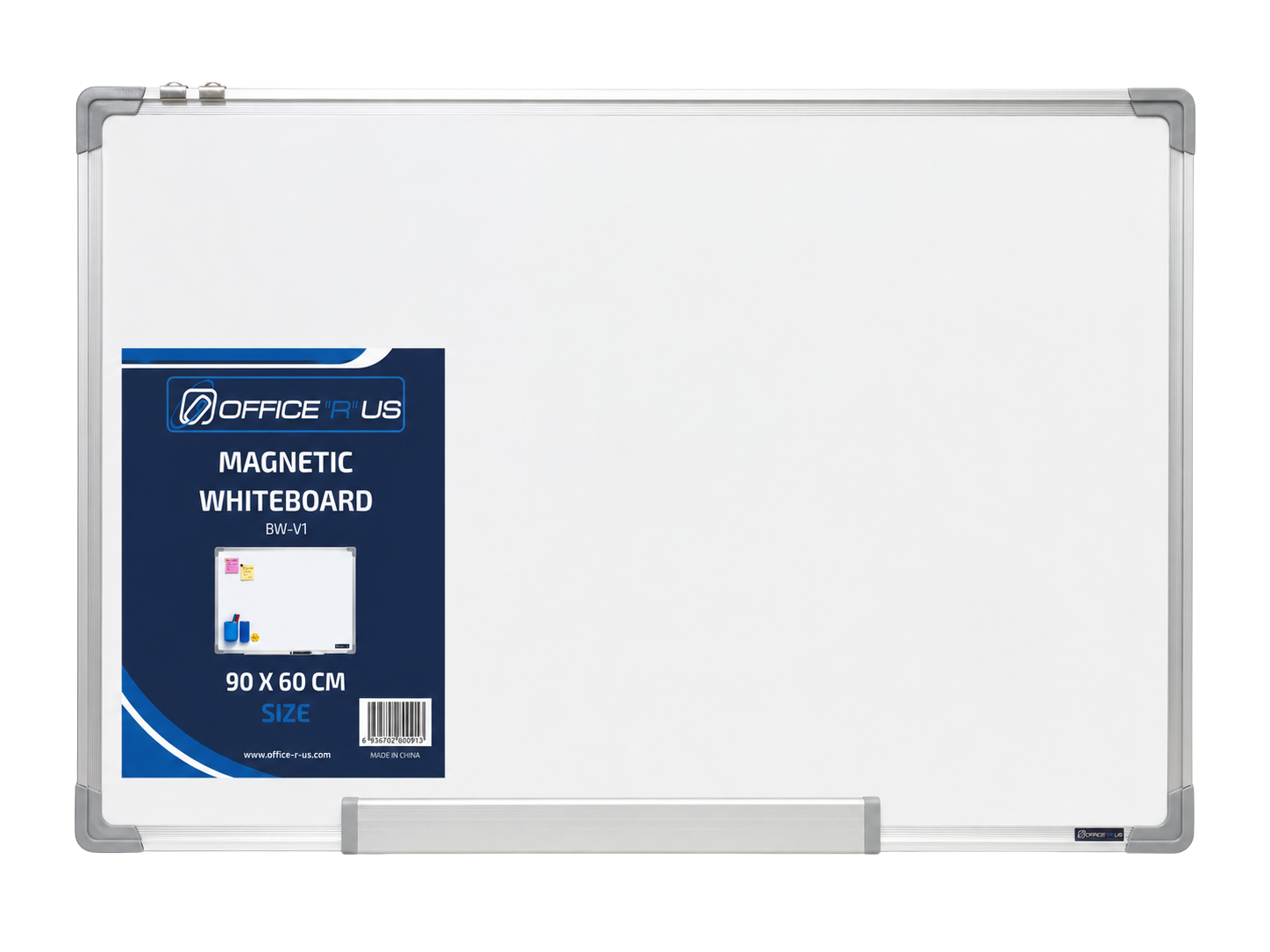 90 x 60cm Magnetic Whiteboard with Aluminium Frame