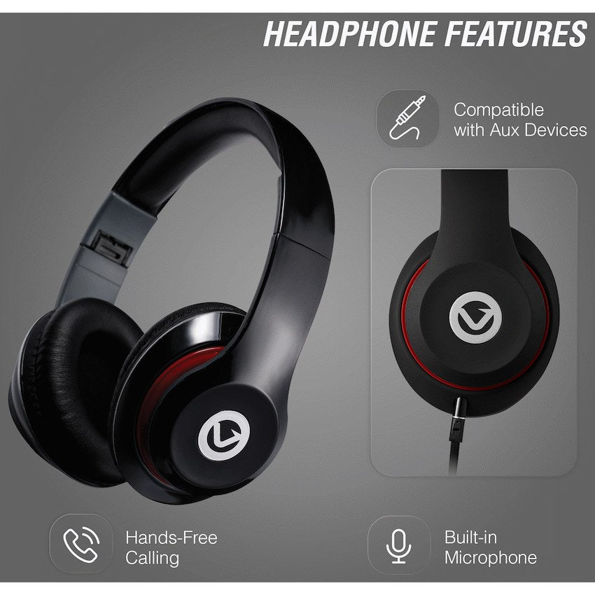 Volkano Falcon Headphones with Microphone (Black, VB-VF401-B) - View 4 - Office R Us