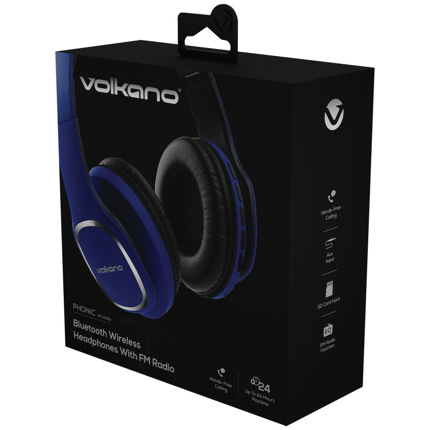 Volkano Phonic Series Bluetooth Full Size Headphones - Blue - View 7 - Office R Us