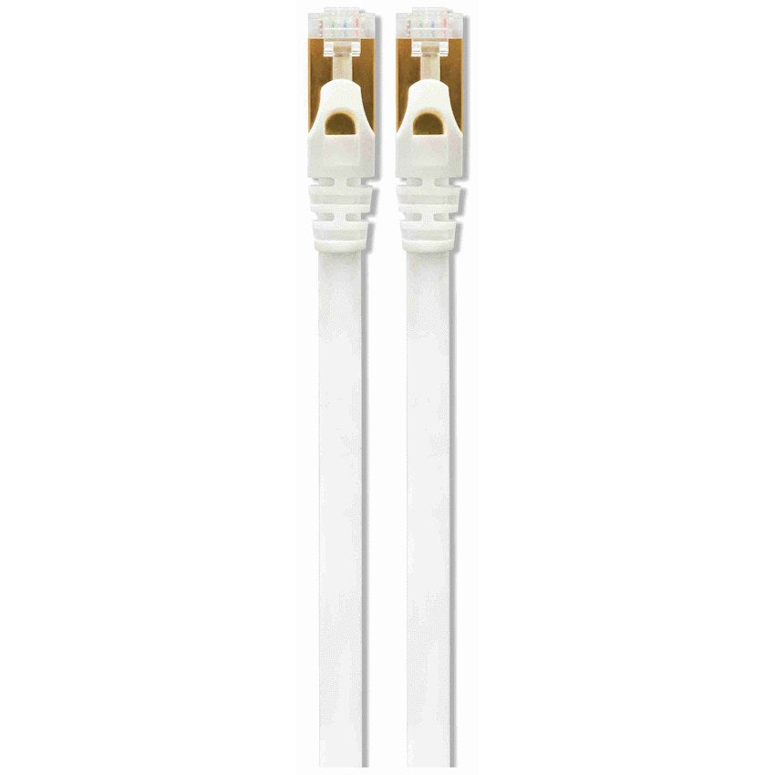 VolkanoX Giga Series Cat7 Ethernet Cable (White, Gold Tips) - 10 m - Front - Office R Us