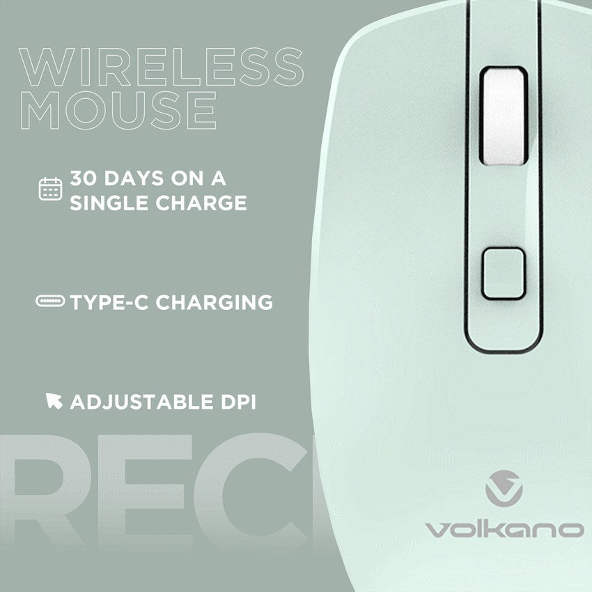 Volkano Granite Series Rechargeable Wireless Mouse - Green - View 18 - Office R Us