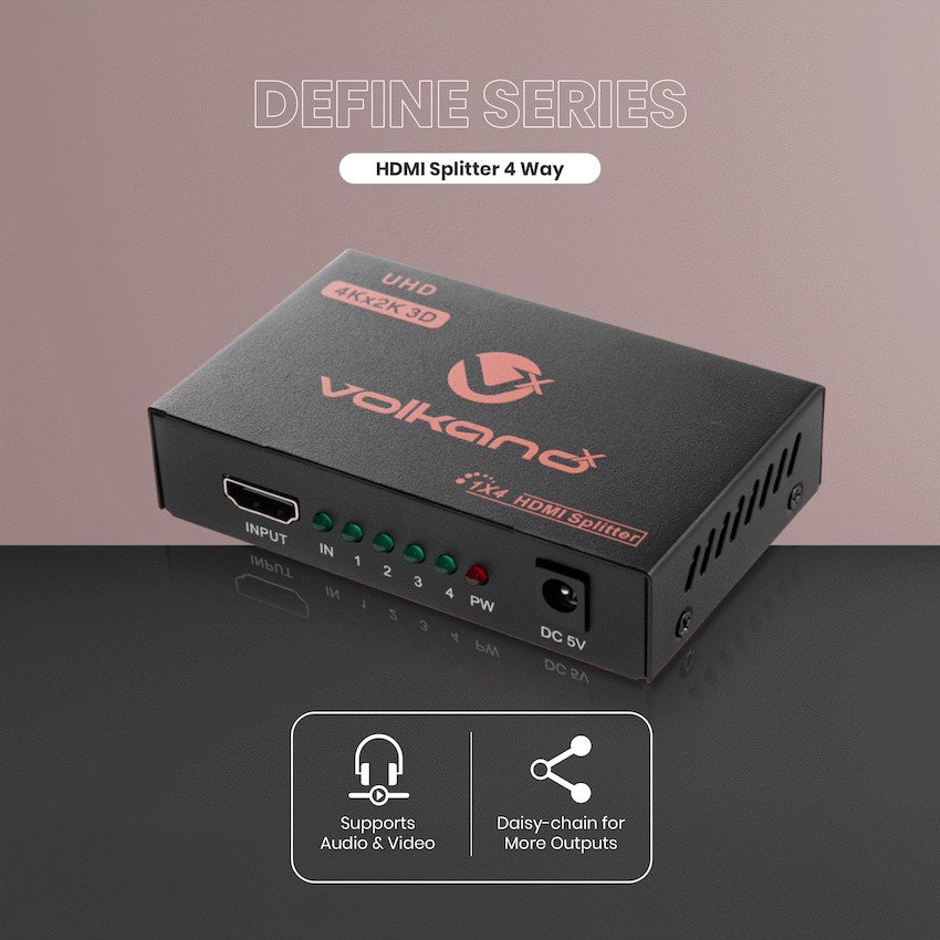VolkanoX Define Series 4-Way HDMI Splitter (VK-20212-BK) - View 1 - Office R Us