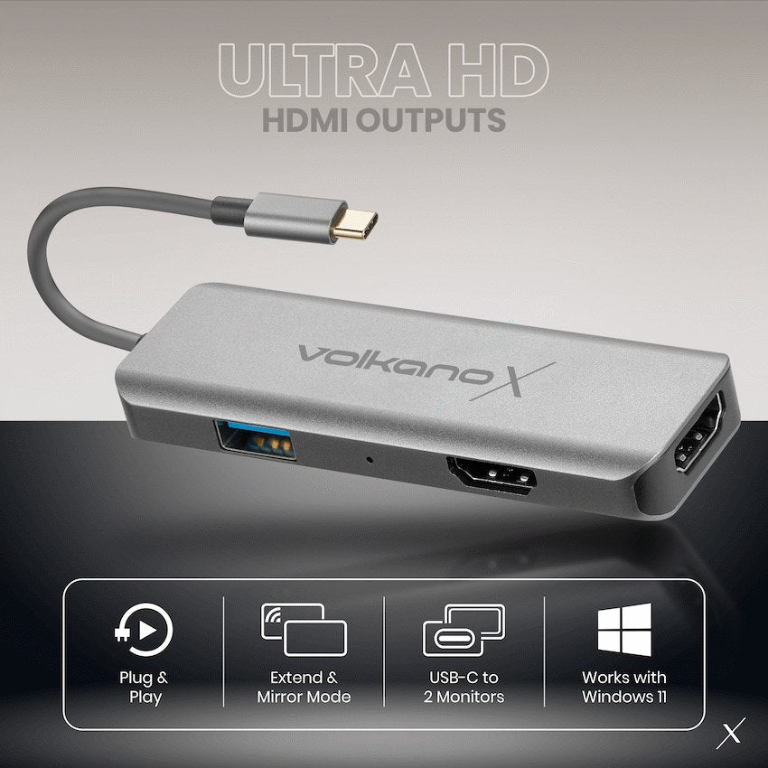VolkanoX Core Duo HDMI USB-C to Dual HDMI Adapter (VK-20216-CH) - View 6 - Office R Us