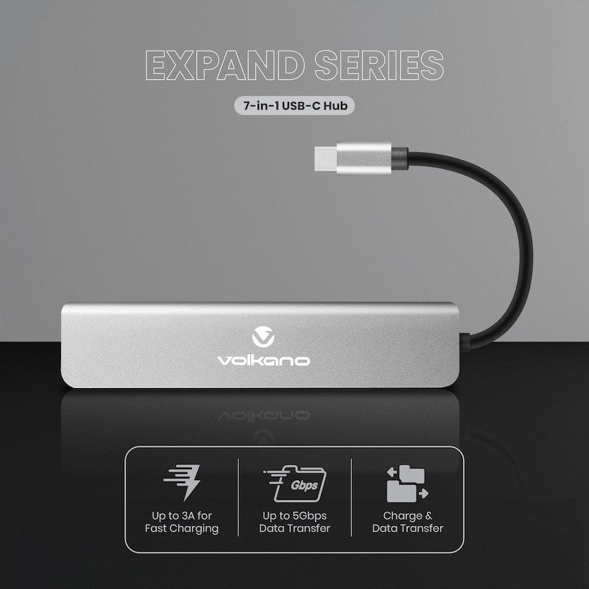 Volkano Expand Series 7-in-1 Type-C Hub (VK-20236-BK) - View 5 - Office R Us