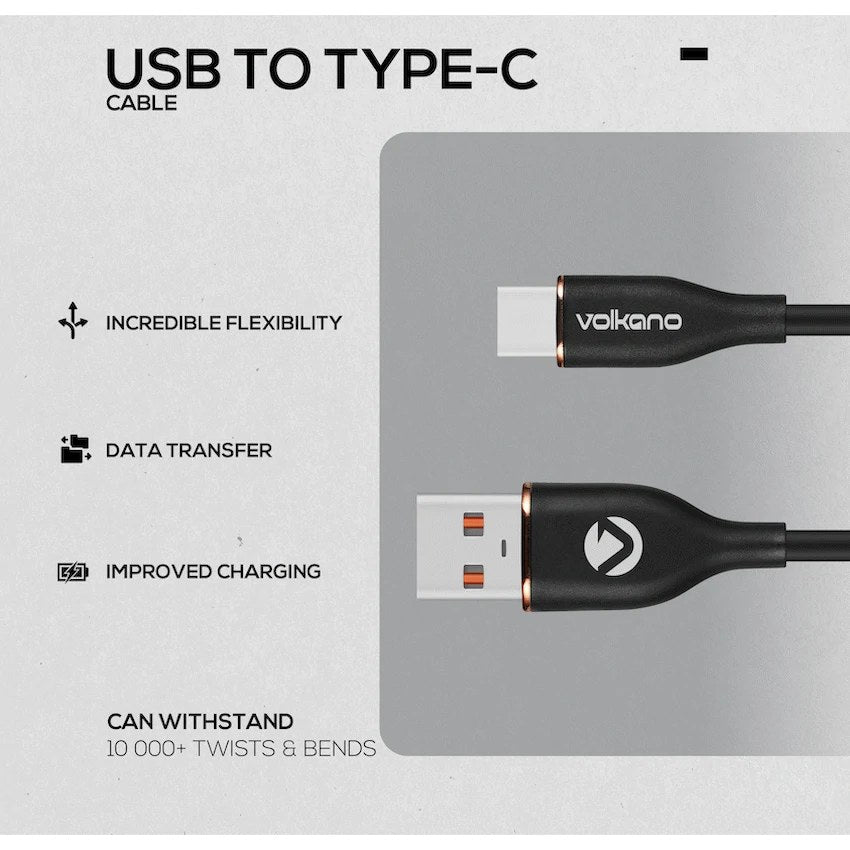 Volkano Flexi Series 30W USB to Type-C Cable (1.5 m, Black, VK-20263-BK) - View 7 - Office R Us