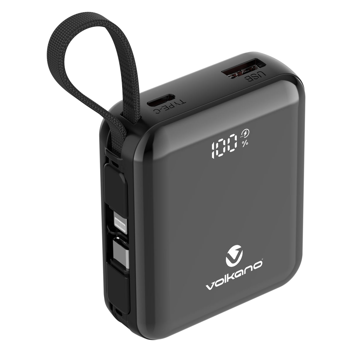 Volkano Solace Series 10000mAh Power Bank with Built-in USB-C & Lightning Cable - Office R Us Lagos