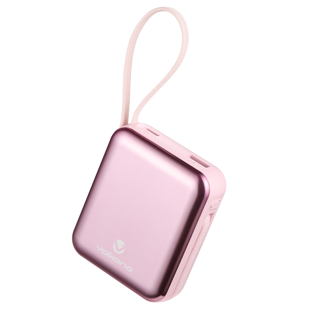 Volkano Solace Series 10000mAh Power Bank with Built-in USB-C & Lightning Cable - Pink & Rose Gold - View 13 - Office R Us