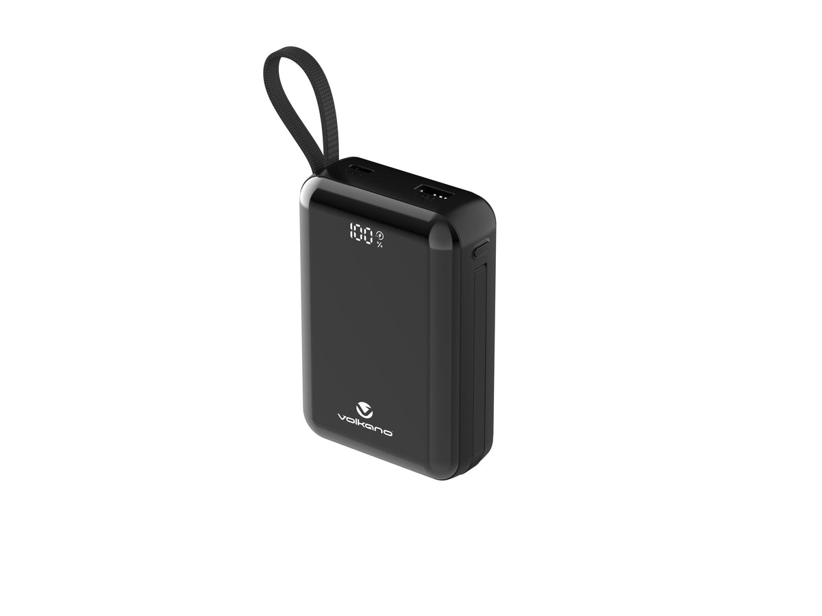 Volkano Solace Series 20000mAh Power Bank with Built-in USB-C & Lightning Cable (Black, VK-9040-BK) - View 4 - Office R Us