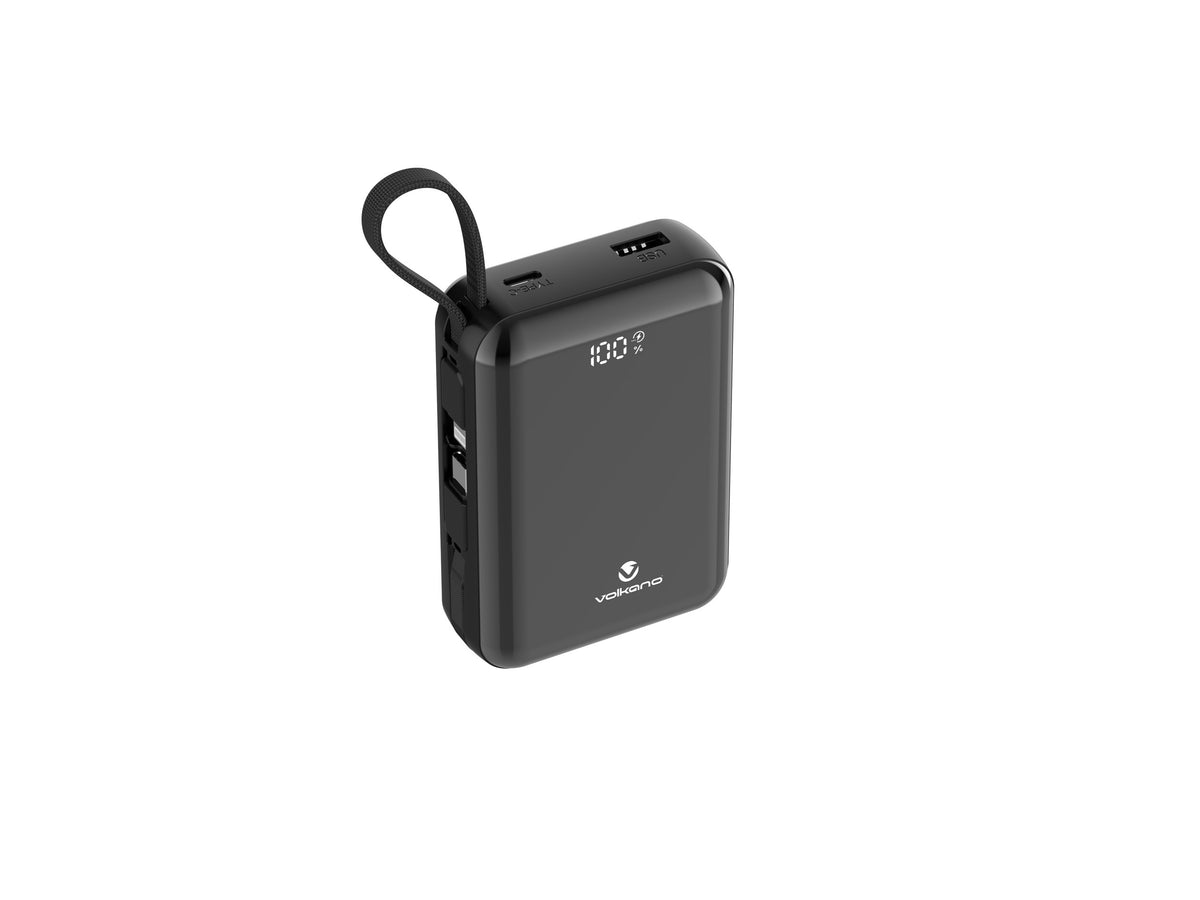 Volkano Solace Series 20000mAh Power Bank with Built-in USB-C & Lightning Cable (Black, VK-9040-BK) - View 5 - Office R Us