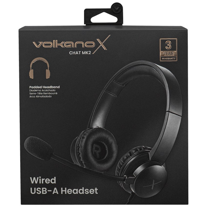 VolkanoX Chat Mk2 Series Wired USB Headset (Graphite, VKX-212-GT) - View 7 - Office R Us