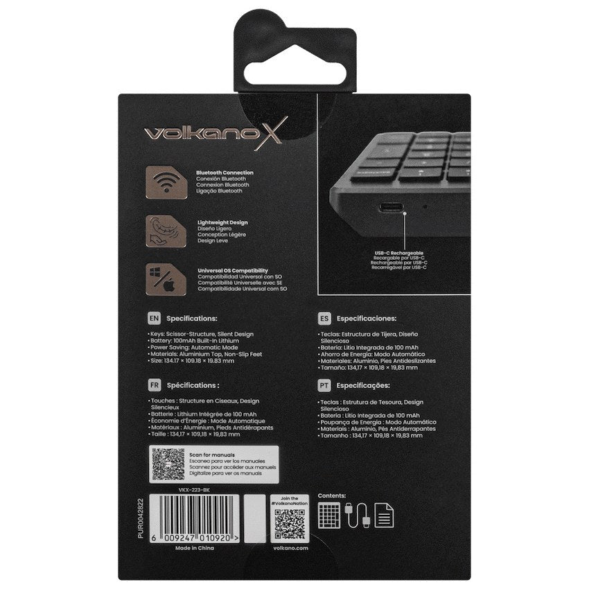 VolkanoX Numeric Series Keypad with Scissor Keys (Black, VKX-223-BK) - View 7 - Office R Us