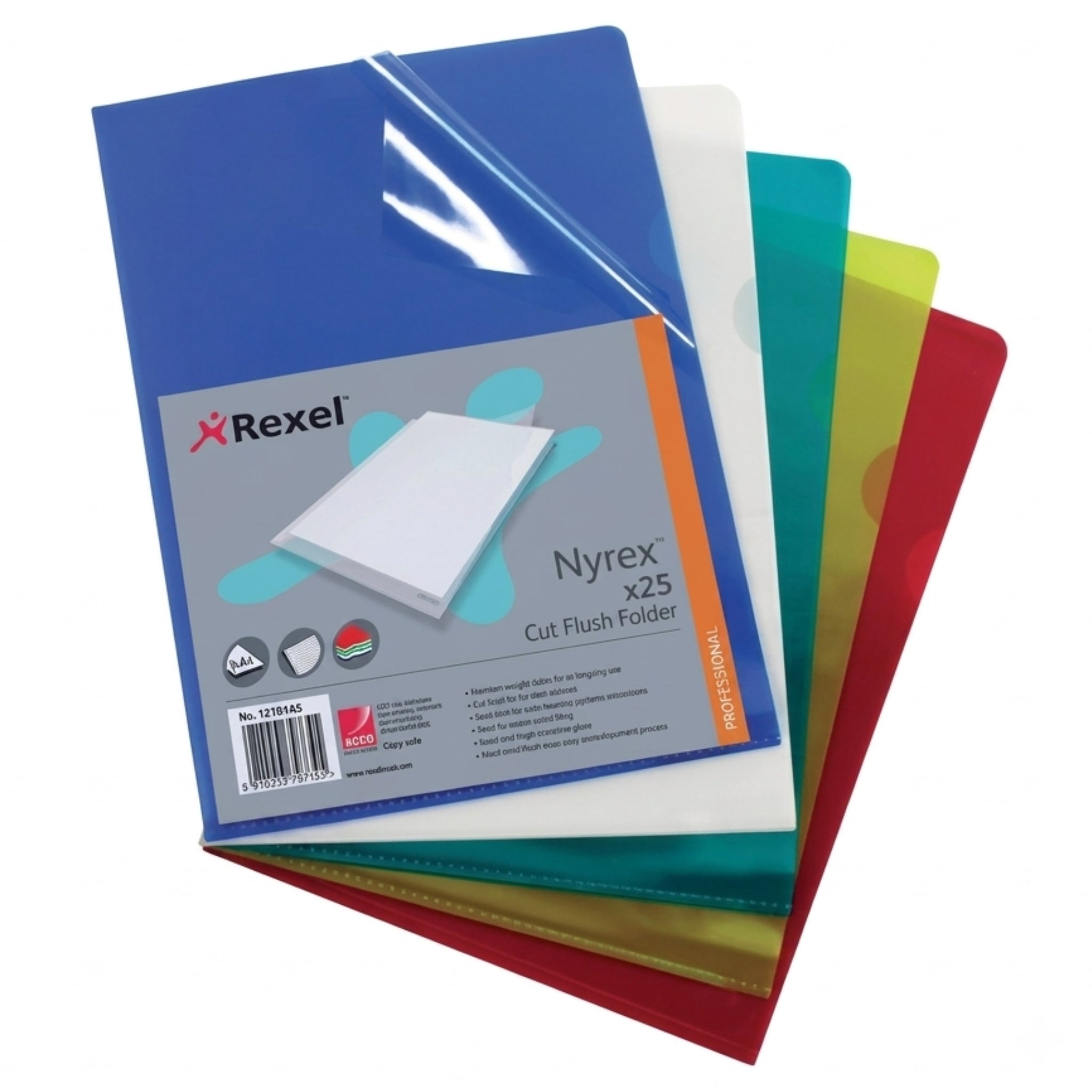 Rexel Cut Flush Folder CKF A4 – Assorted Colours – Pack of 25