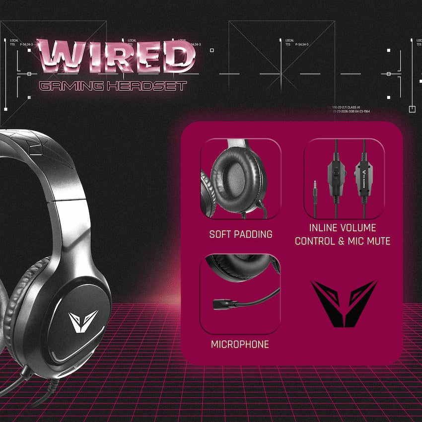 VX Gaming Blaze Series Gaming Headset (Black, VX-241-BK) - View 7 - Office R Us