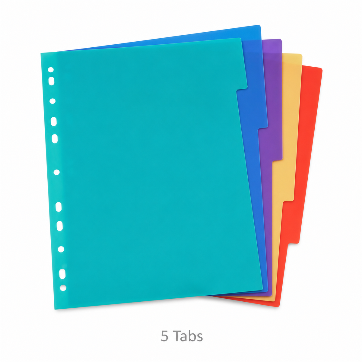 A4 Plastic Index Dividers – Assorted Colours — 5 Tabs