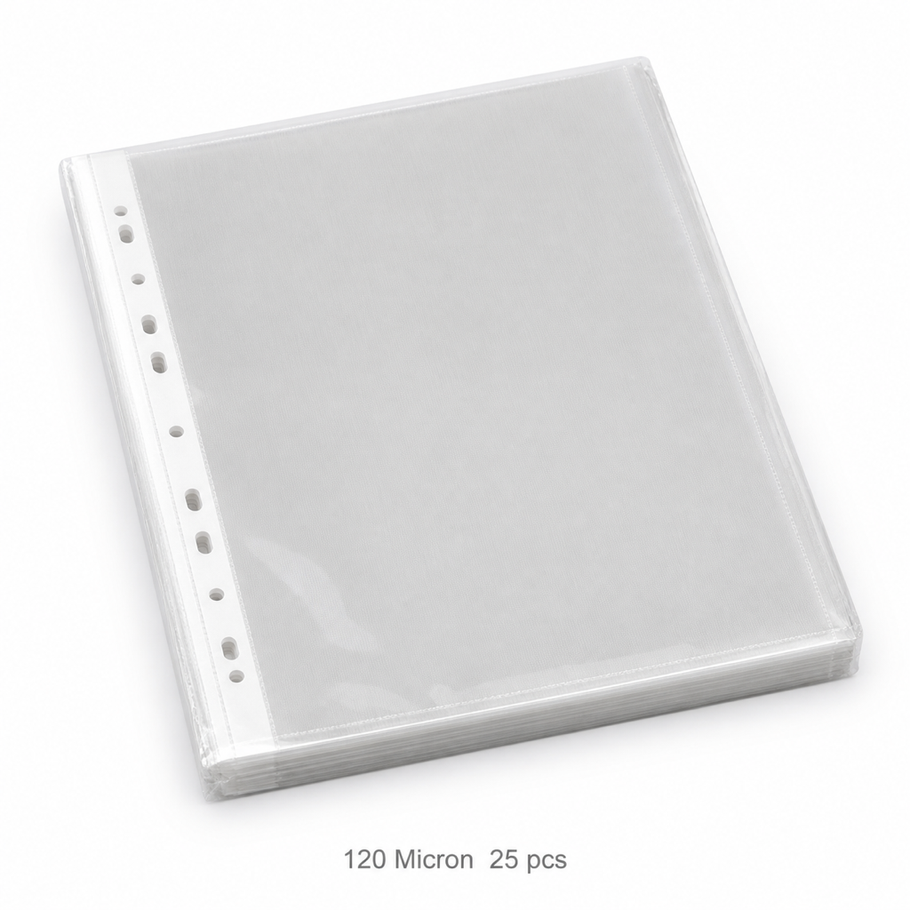 A4 Punched Sheet Protectors – 11 Holes — 120 Micron (25 pcs)
