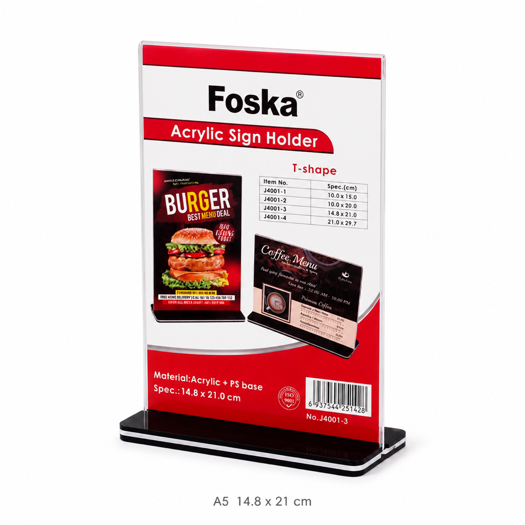 Acrylic Sign Holder Display Stand — A5 14.8 x 21 cm