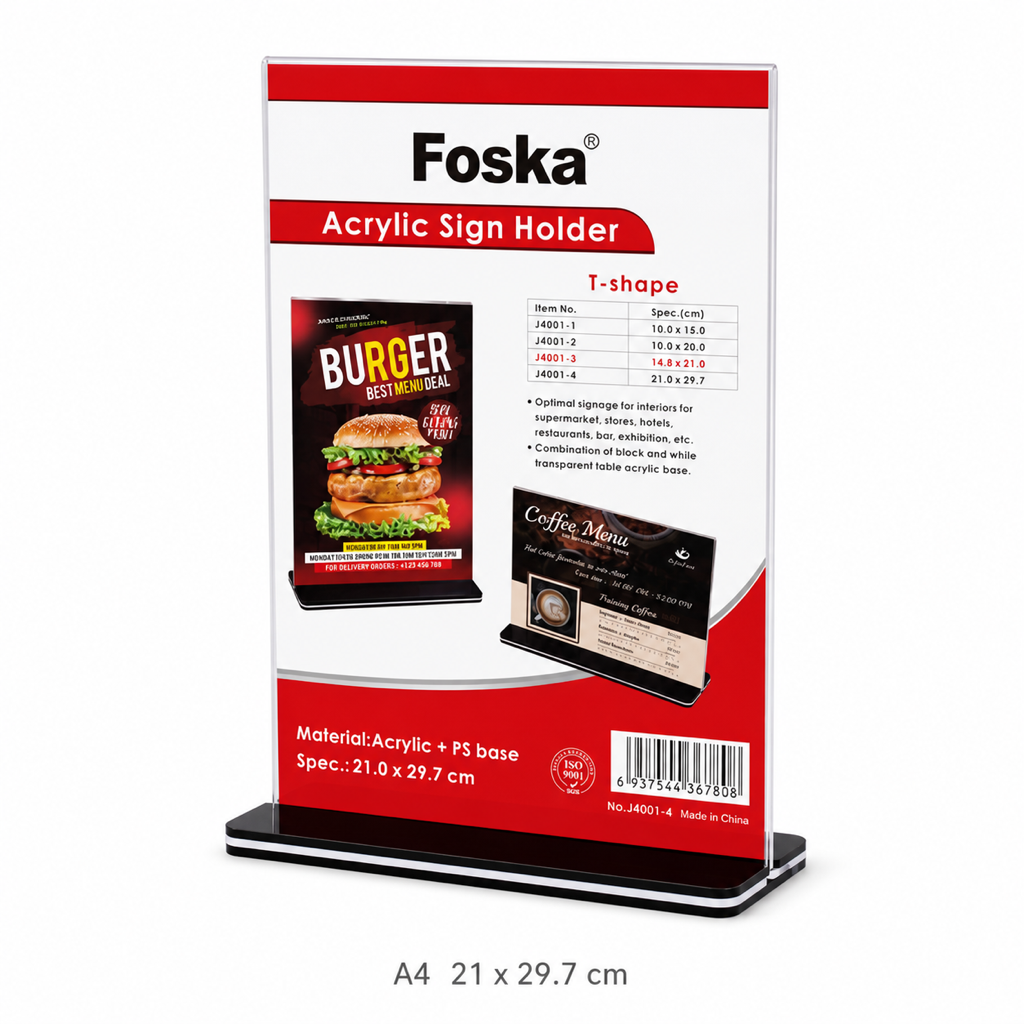 Acrylic Sign Holder Display Stand — A4 21 x 29.7 cm