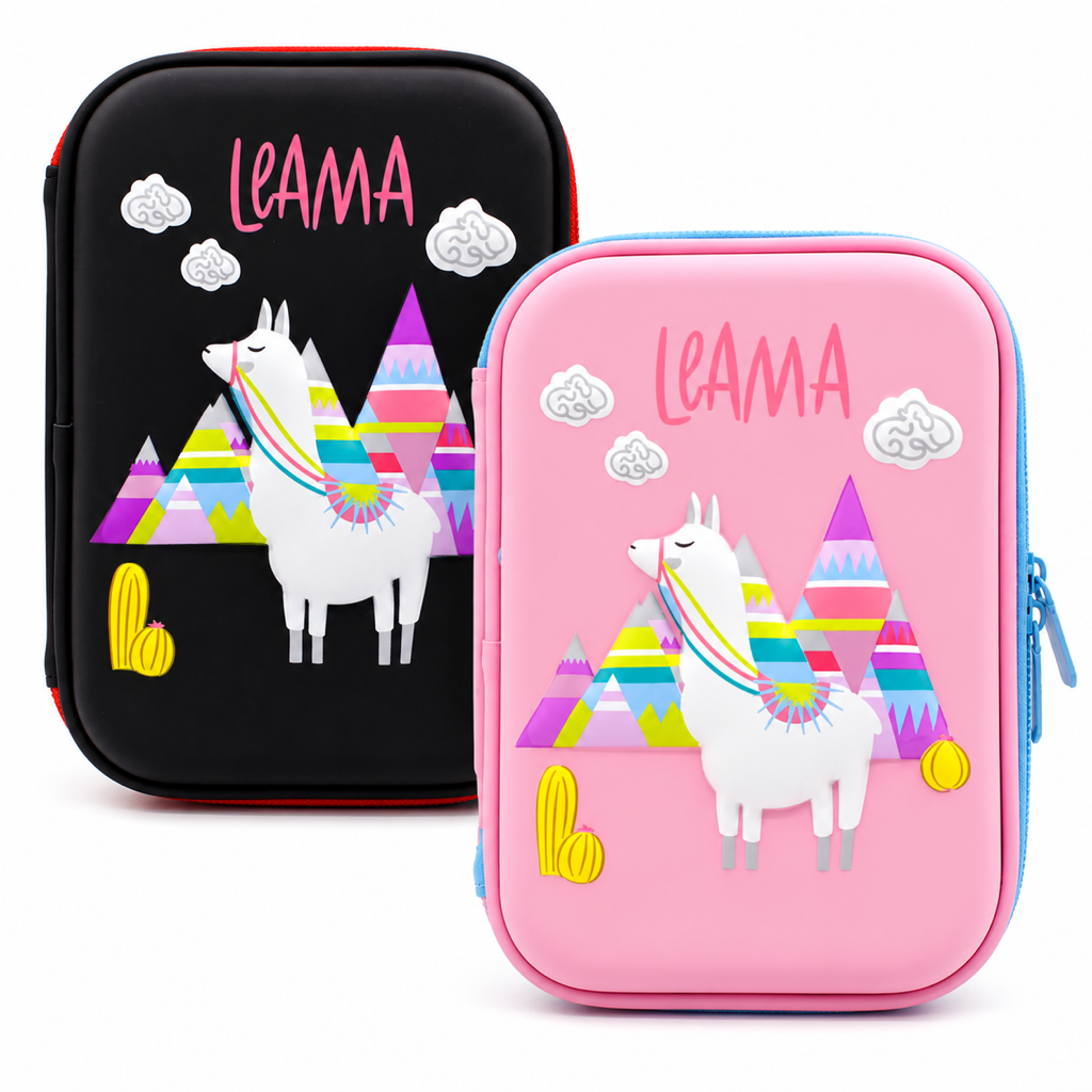 Foska 3D EVA llama pencil case, large capacity – black and pink (BD2063)