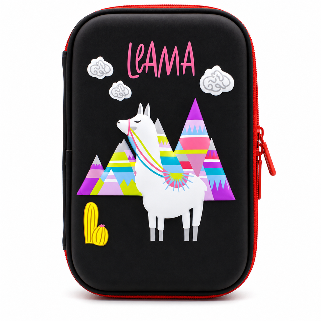 Foska 3D EVA llama pencil case, large capacity – black (BD2063)