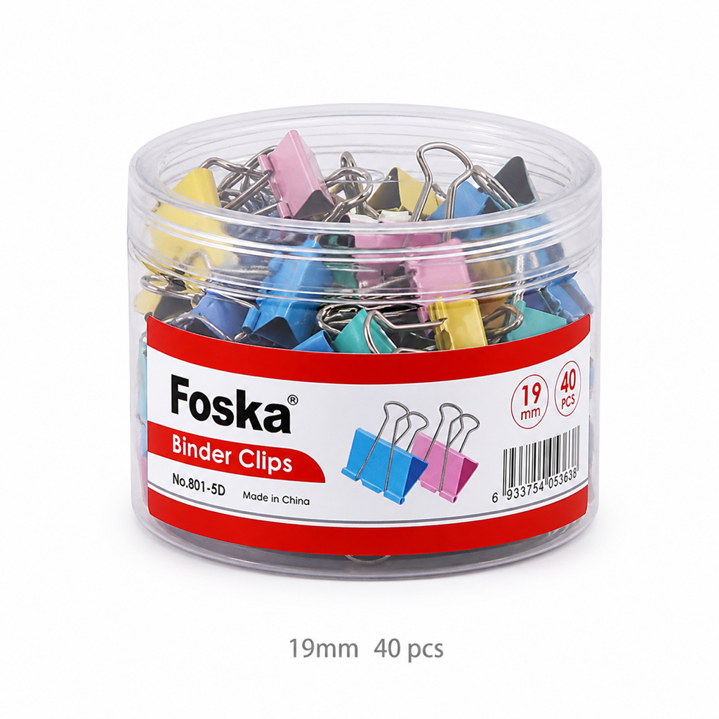 Color Fold Back Binder Clips — 19mm (40 pcs)